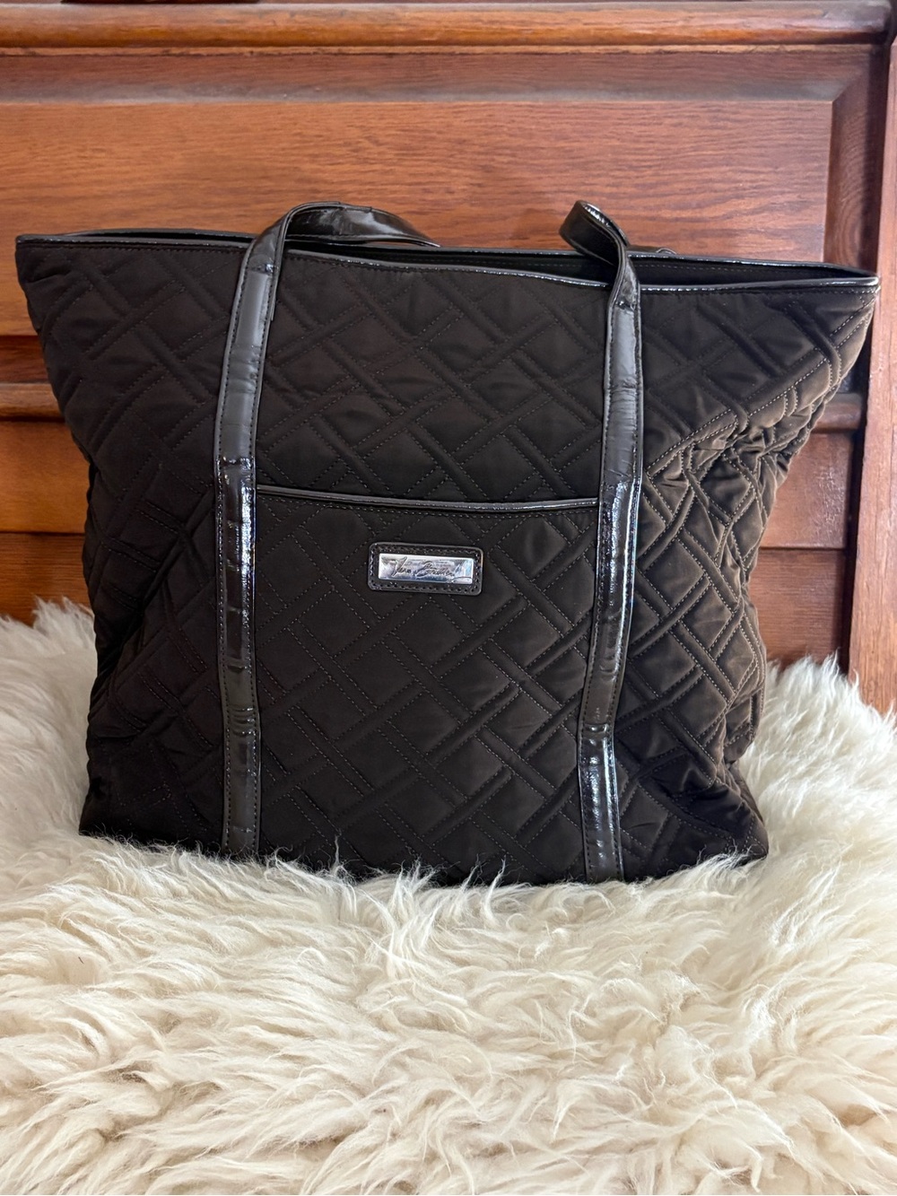 Vera Bradley Black Diamond Pattern Quilted Tote
